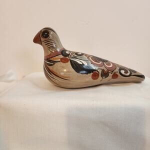 Hand Painted Mexican Folk Art Bird Tonala Style Clay Figurine 7" Long